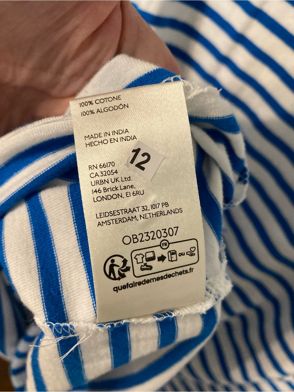 NWOT Anthropologie Daily Practice Cotton Long Sleeve Tee (vivid cerulean/white) - Picture 9 of 9